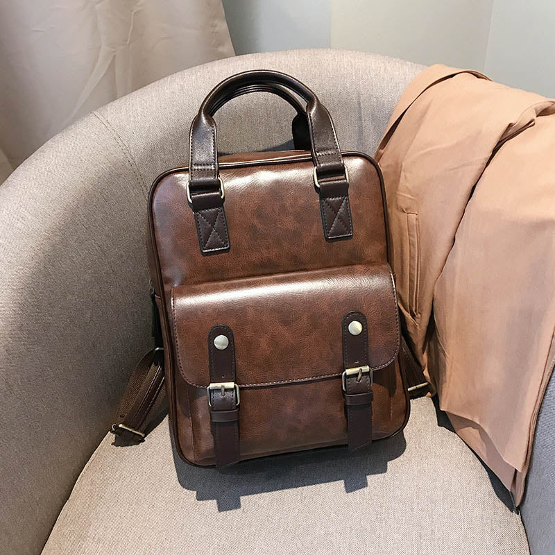 Waterproof Vintage Leather Big Travel Backpack Anti Theft Backpacks Students