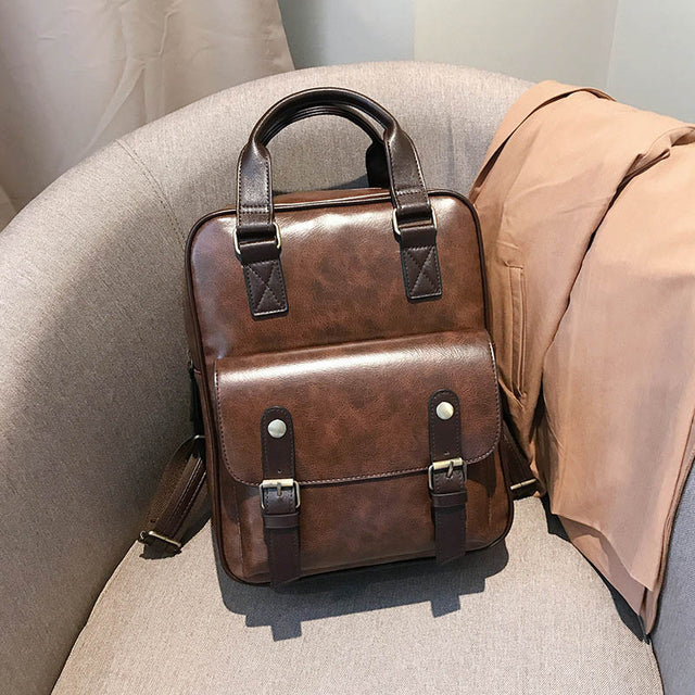 Waterproof Vintage Leather Big Travel Backpack Anti Theft Backpacks Students
