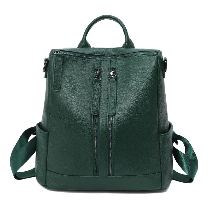 Fashion Genuine Cow Leather Backpack Women Shoulder Bags Large Capacity Schoolbag