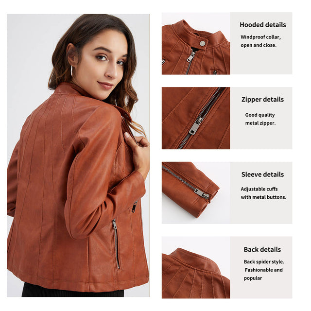 Leather Jackets for Women Spring Female Coat Moto Biker Zipper Jacket Chaqueta Cuero Mujer