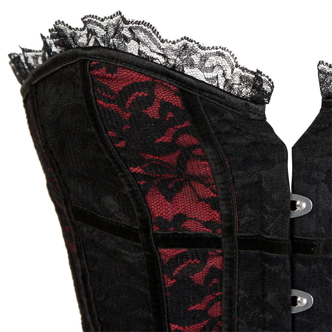 Lace Cover Overbust Corset Lace Up Boned Lingerie