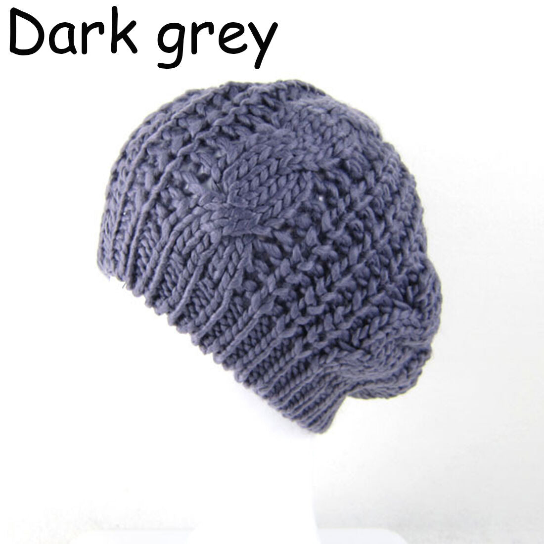 Women Lady Beret Braided Baggy Knit Crochet Beanie Hat Ski Cap Winter Warm Cap