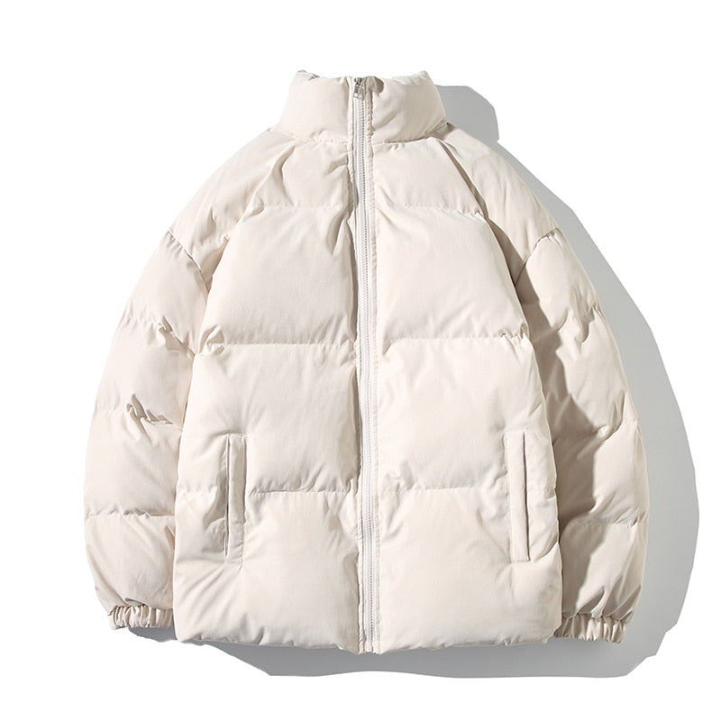 Parkas Thicken Warm Coat Stand Collar Jackets Solid Color Winter Fashion New Streetwear