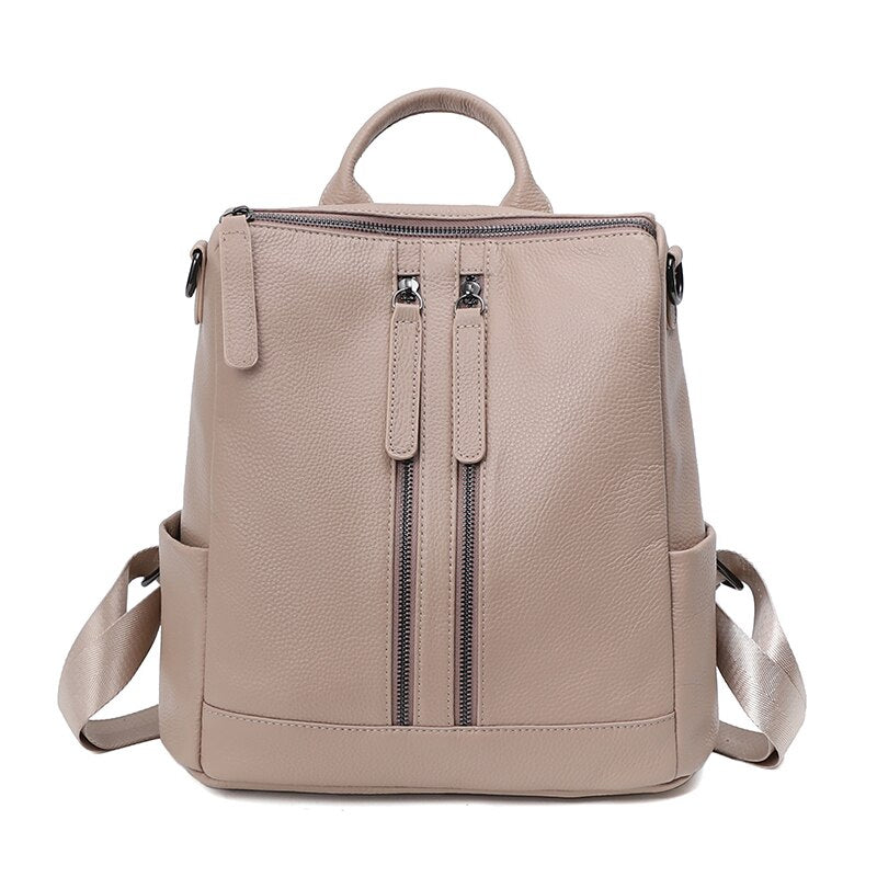 Fashion Genuine Cow Leather Backpack Women Shoulder Bags Large Capacity Schoolbag