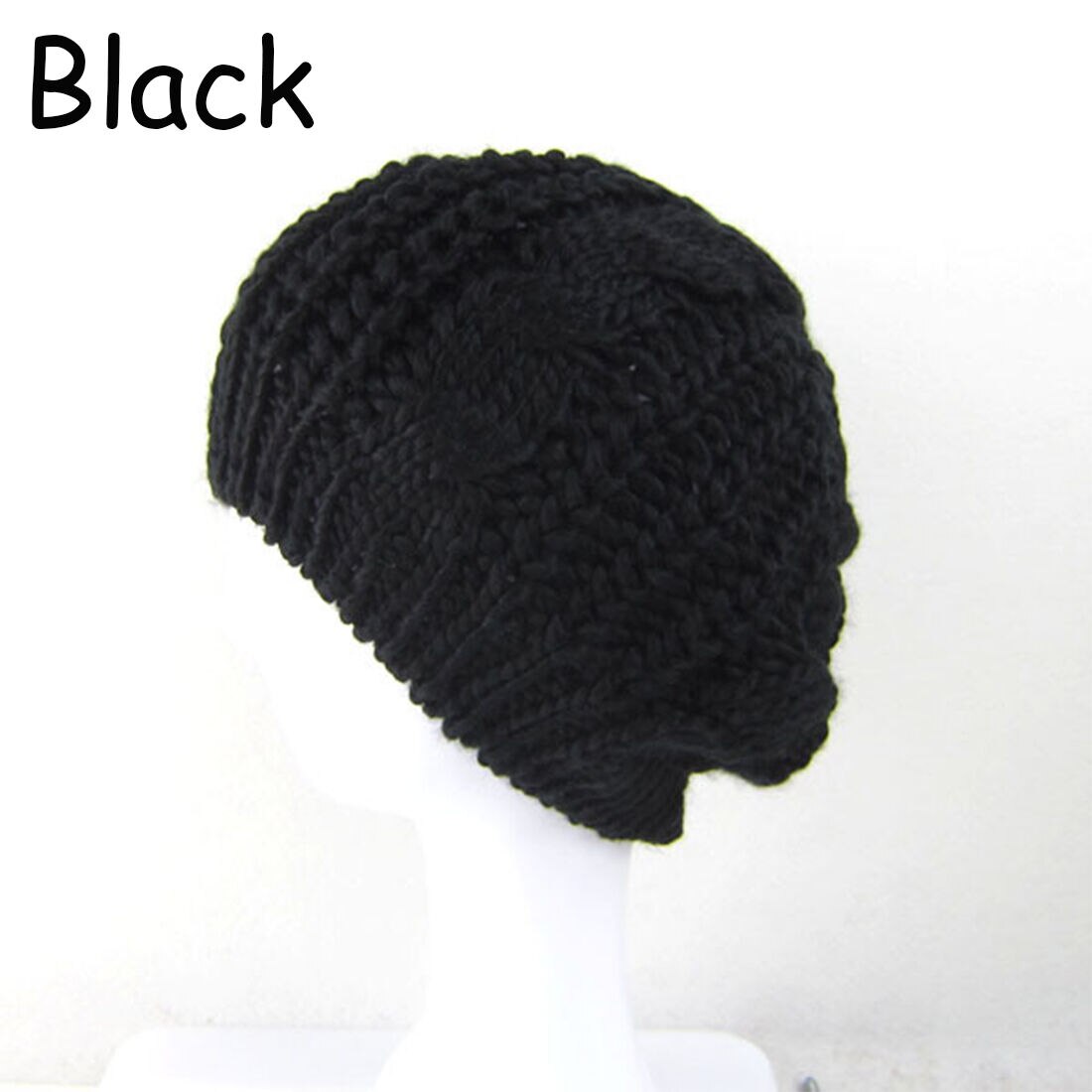 Women Lady Beret Braided Baggy Knit Crochet Beanie Hat Ski Cap Winter Warm Cap