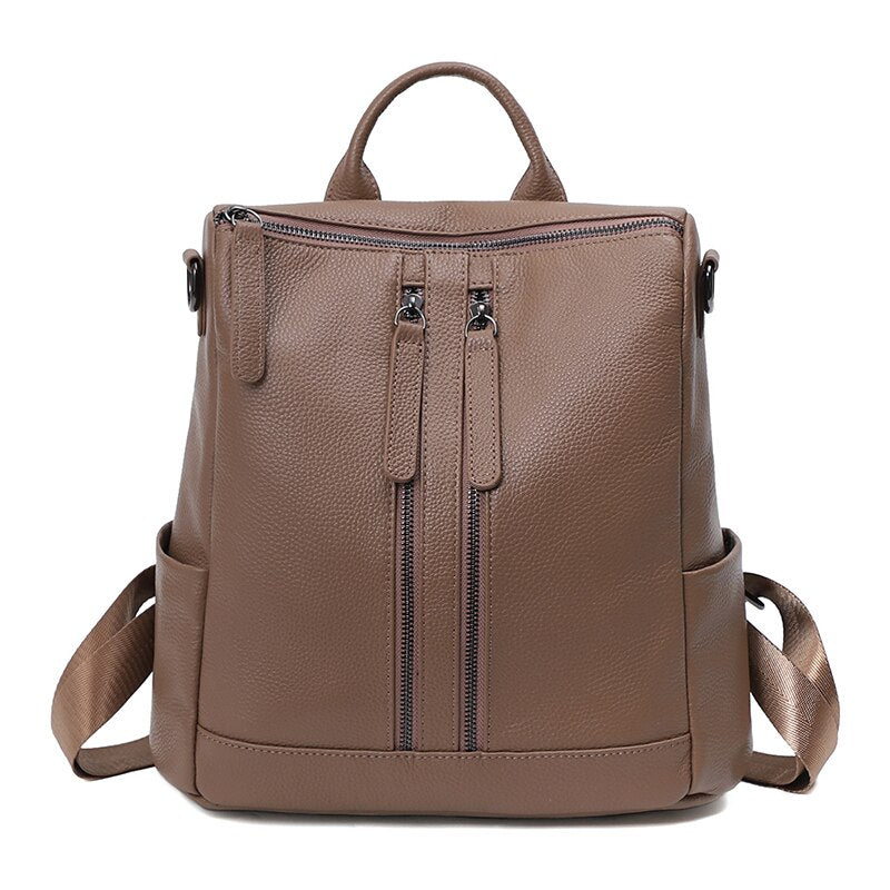 Fashion Genuine Cow Leather Backpack Women Shoulder Bags Large Capacity Schoolbag