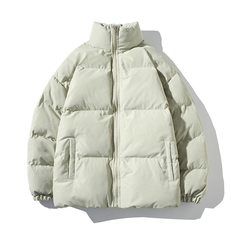 Parkas Thicken Warm Coat Stand Collar Jackets Solid Color Winter Fashion New Streetwear