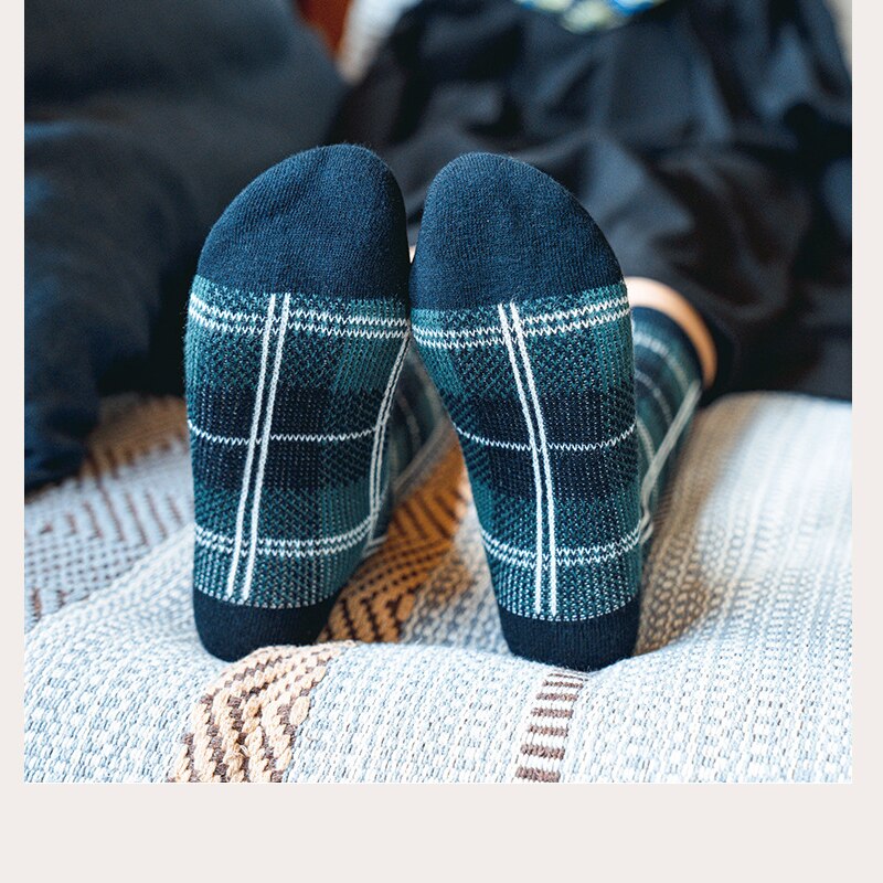Cotton Socks Style Retro Stack Socks Thousand Bird Tartan Style Preppy Fashion Sen Department Mid-tube
