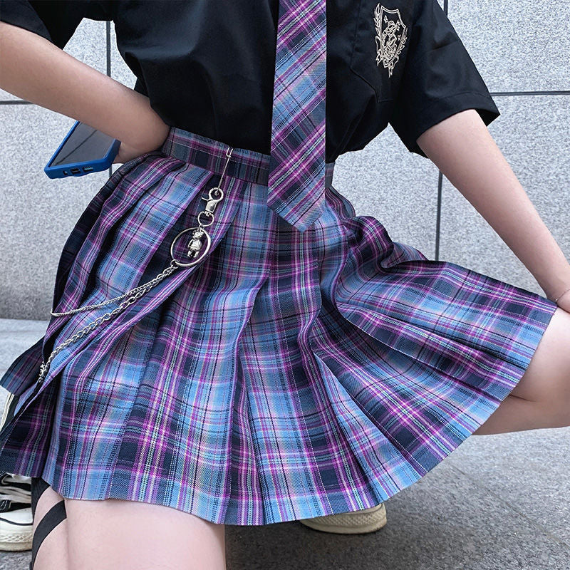 Pleated Skirt Set with Shirt &  Tie Anime Girl Clothes Women Jk Full Set Sailor Fuku