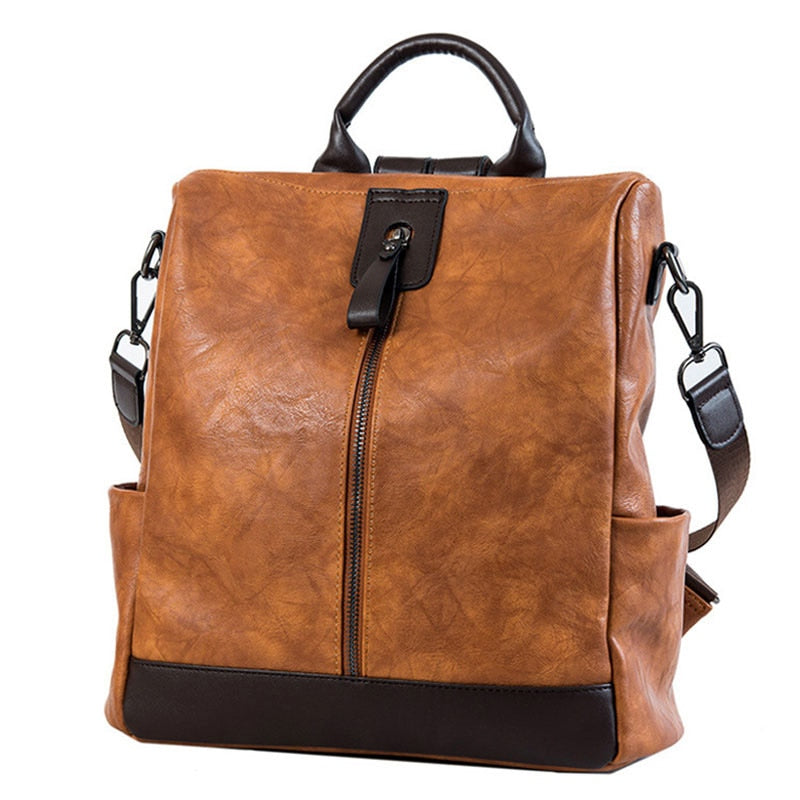 Fashion Women Leather Backpack Multifunction BackpackBookbag Anti Theft Travel Bag