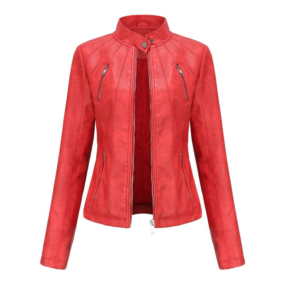 Leather Jackets for Women Spring Female Coat Moto Biker Zipper Jacket Chaqueta Cuero Mujer
