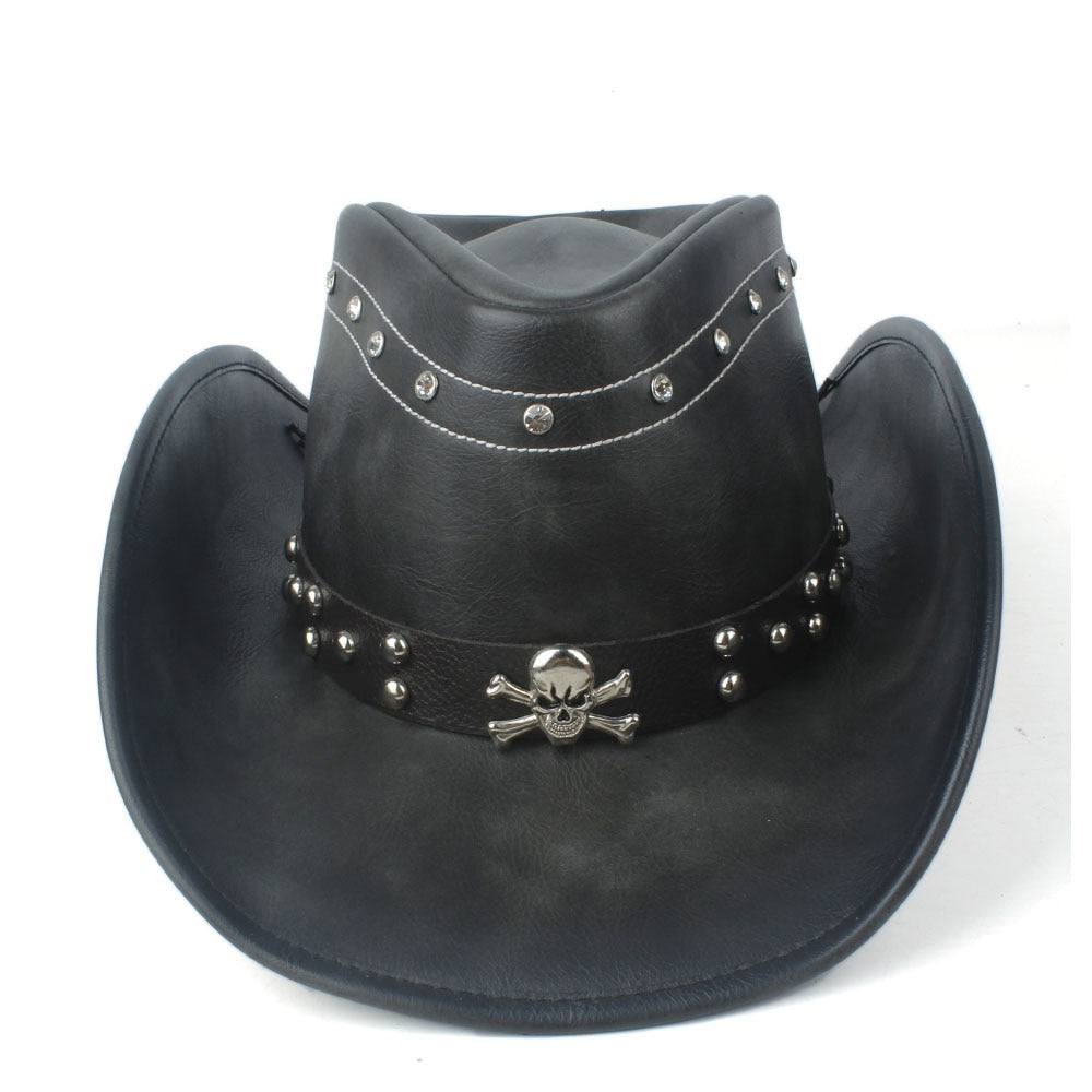 100% Leather Men Western Cowboy Hat For Gentleman Dad Jazz Sombrero Hombre Caps