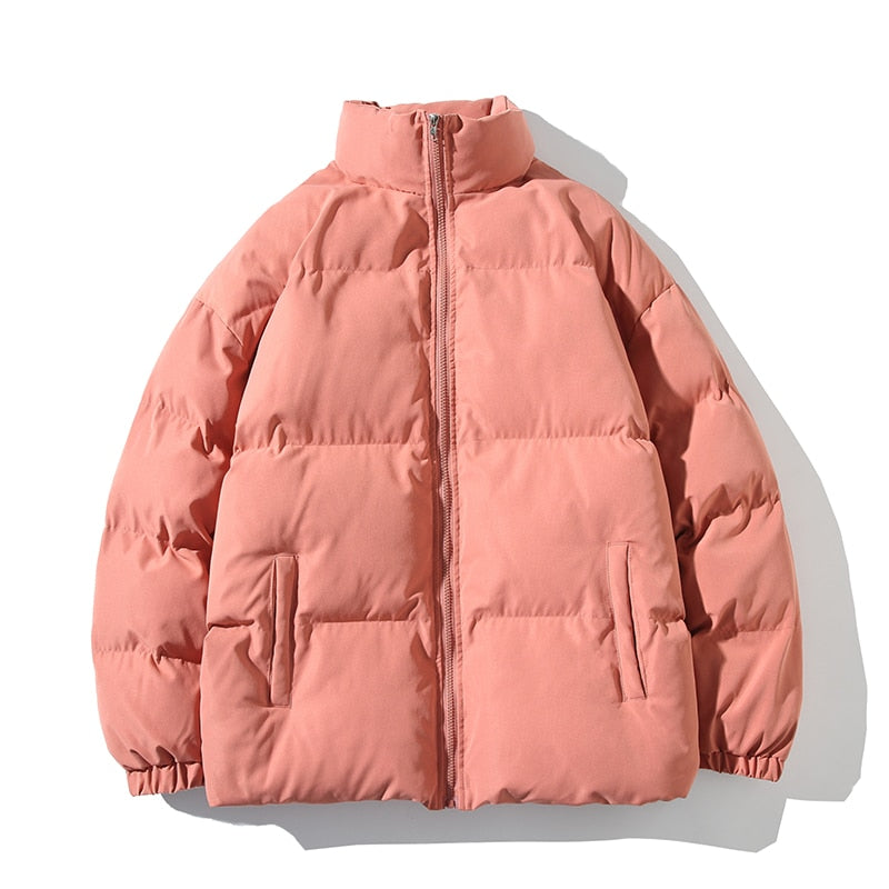 Parkas Thicken Warm Coat Stand Collar Jackets Solid Color Winter Fashion New Streetwear