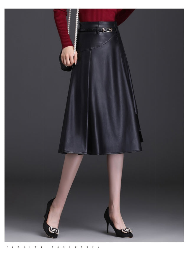 Imitation Sheepskin  Asymmetrical Skirt With Belt