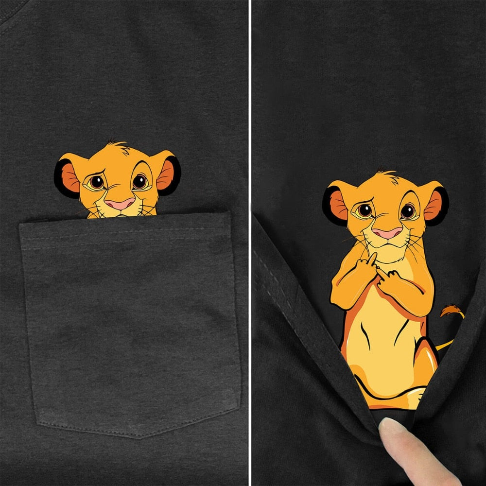 Funny T-Shirt Fashion summer pocket dog printed t-shirt Men Women