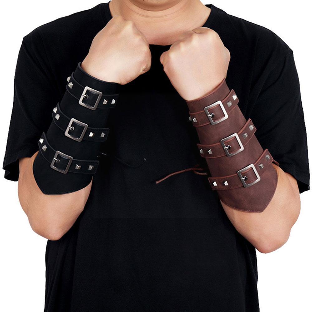 Medieval Cosplay Leather Armor Arm Warmers Knight Bracer Steam Viking