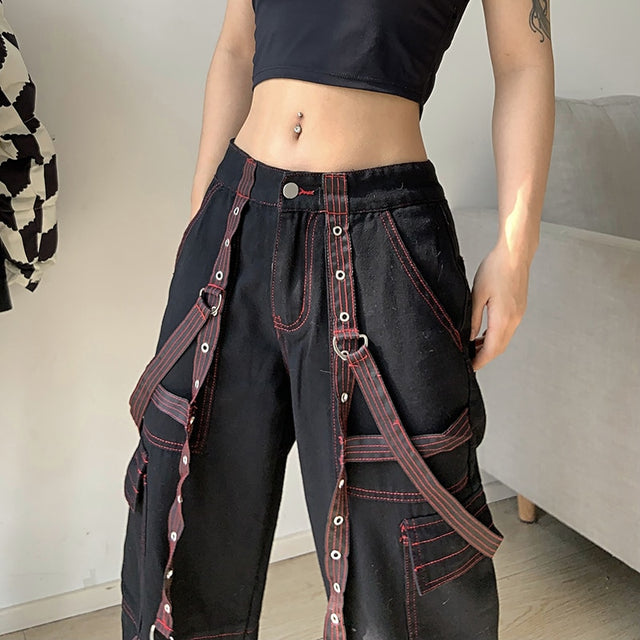 Baggy Jeans Vintage Fashion Punk Pants Casual 90s Streetwear High Waist Denim Trousers