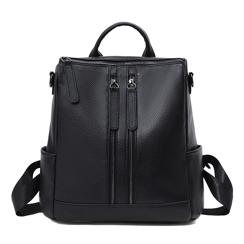 Fashion Genuine Cow Leather Backpack Women Shoulder Bags Large Capacity Schoolbag