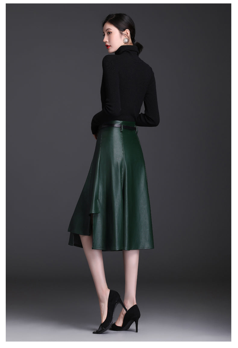 Imitation Sheepskin  Asymmetrical Skirt With Belt