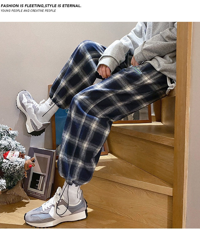 Men's Clothing Checkered Pants Style Checked Trousers