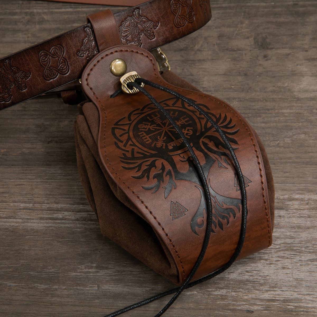 Medieval Vintage Money Pouch Bag Waist Ring Belt Men Women Viking Leather Drawstring Bag Coin Purse