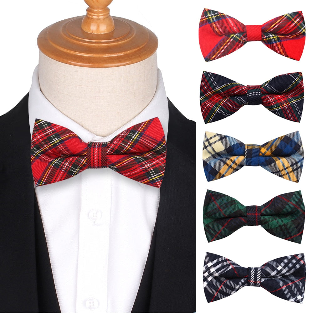 Plaid Bowtie Tartan Bow ties For Men Women Adjustable Boys Girls Bow Tie For Wedding Casual Cotton Suits Bowties