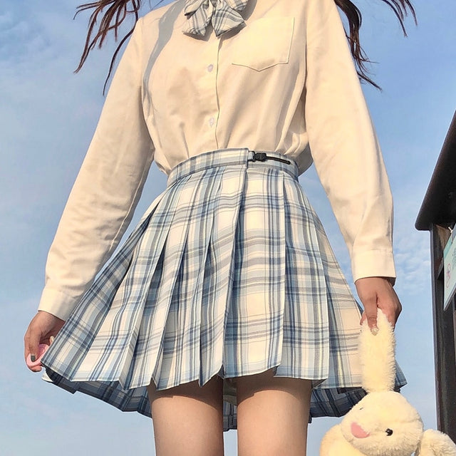 Women Pleated Skirts Mini Plaid Skirt Summer