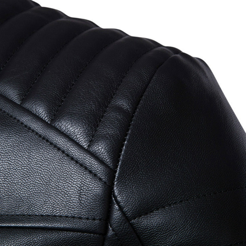 Men's Bomber Jackets Fashion Men Faux Leather Coat Zipper Motor Jacket Motorcycle Bikers