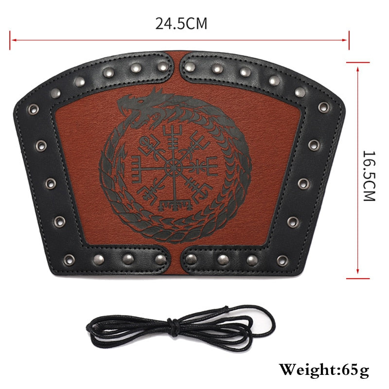 Wide Bangle Nordic Viking Compass Punk Wolf Head Leather Bracelet