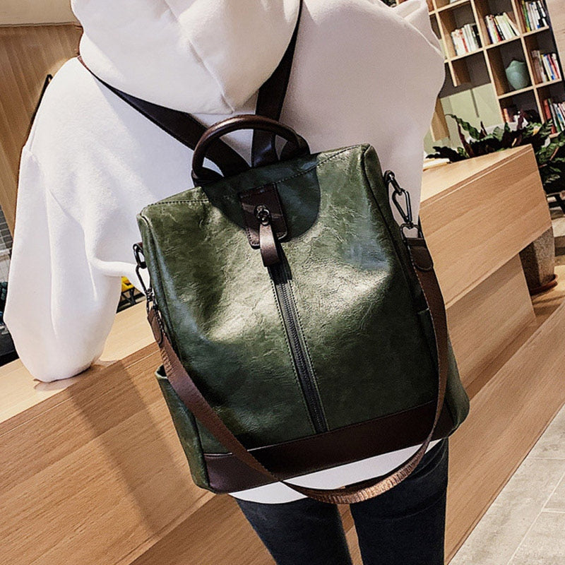 Fashion Women Leather Backpack Multifunction BackpackBookbag Anti Theft Travel Bag