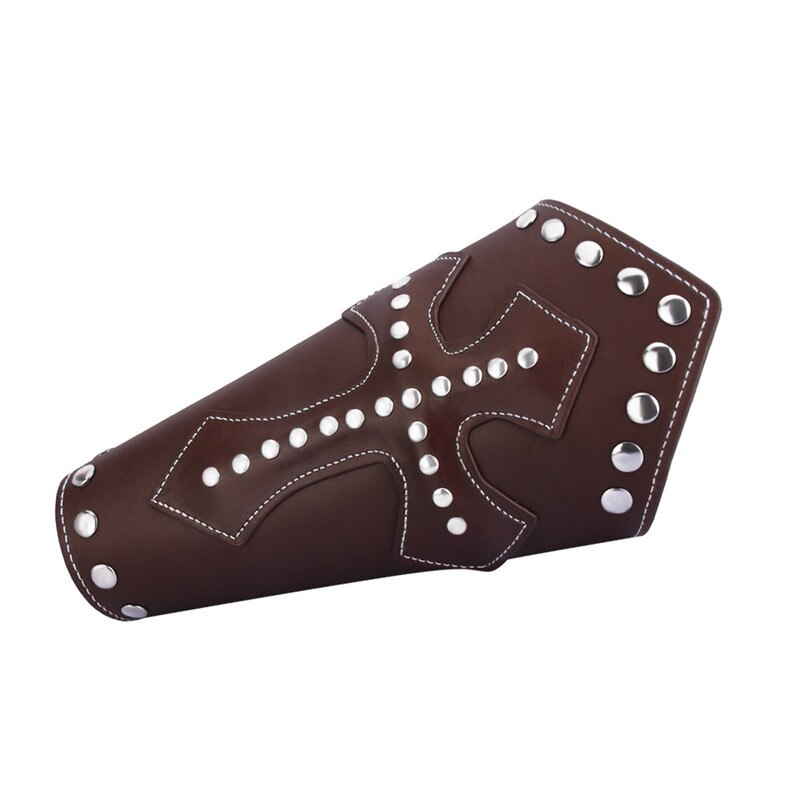 Steampunk Cross LARP Rivets Bandage Gauntlet Hospitaller Templar Knights Bracelet Wristband Medieval Leather Arm Armor Cuff