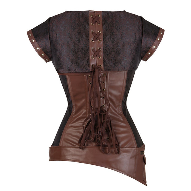 Steampunk Corset Sexy Gothic Women Vintage Corselet Goth Lace Up Bustier Bodice Faux Leather Retro Buckle