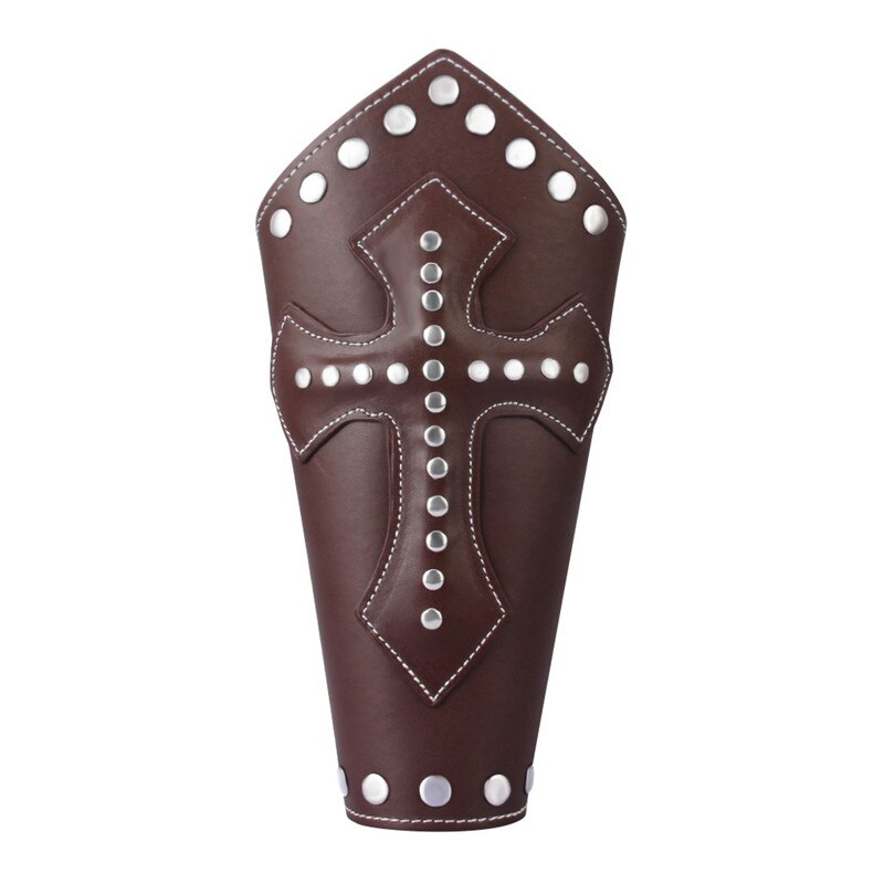 Steampunk Cross LARP Rivets Bandage Gauntlet Hospitaller Templar Knights Bracelet Wristband Medieval Leather Arm Armor Cuff