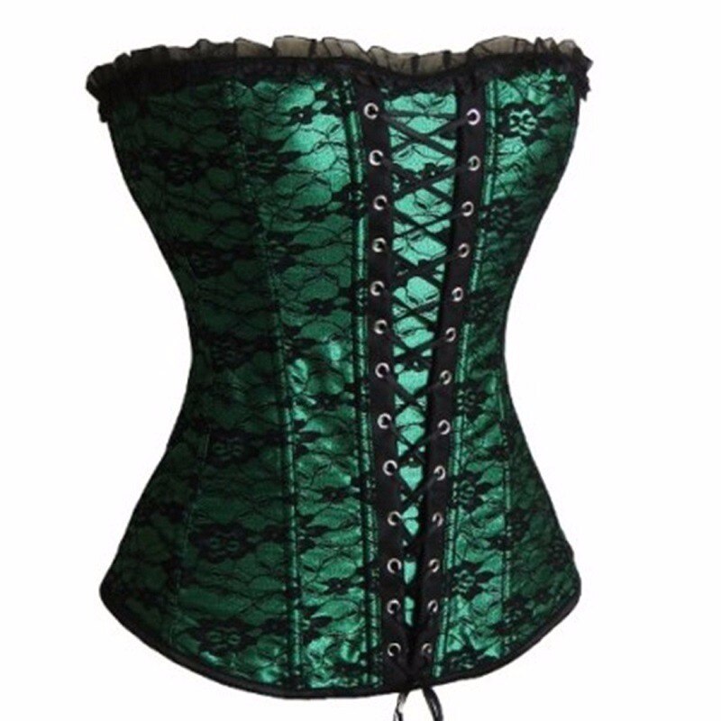 Overbust Corsets and Bustiers Floral Lace Up Corselet Top Lingerie Plus Size