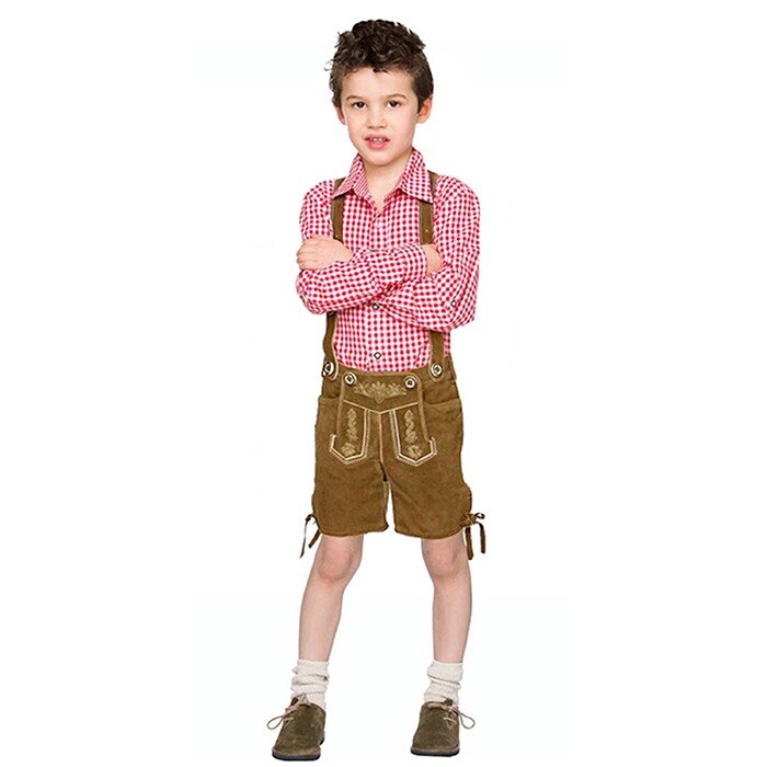 Children Oktoberfest Costume Plaid Lederhosen Bavarian German Beer Festival Fantasia Party Kids