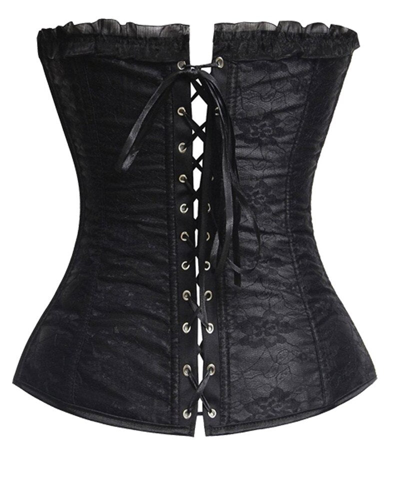 Overbust Corsets and Bustiers Floral Lace Up Corselet Top Lingerie Plus Size