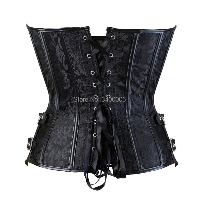 Steampunk Corset  Women Outwear Boned Bustier Metal Locks Gothic Gorset Over Bust Korse