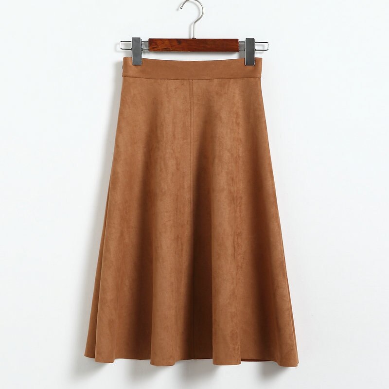 2022 Vintage Style Elastic Ladies A-Line Black Green Flare Fashion High Waist Midi Skirt