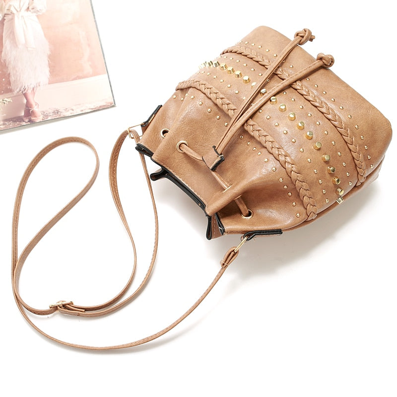 Handbags Large Capacity String Bucket Shoulder Bags for Women