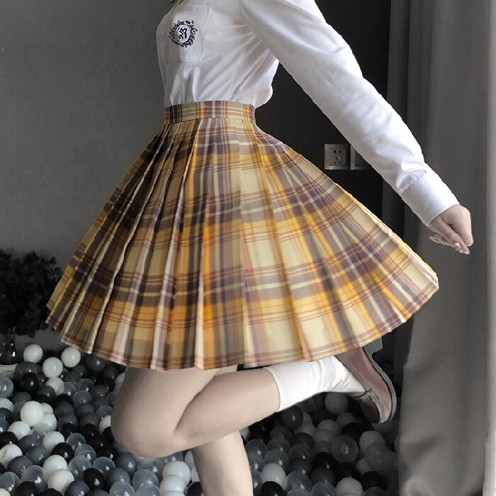 Women Pleated Skirts Mini Plaid Skirt Summer