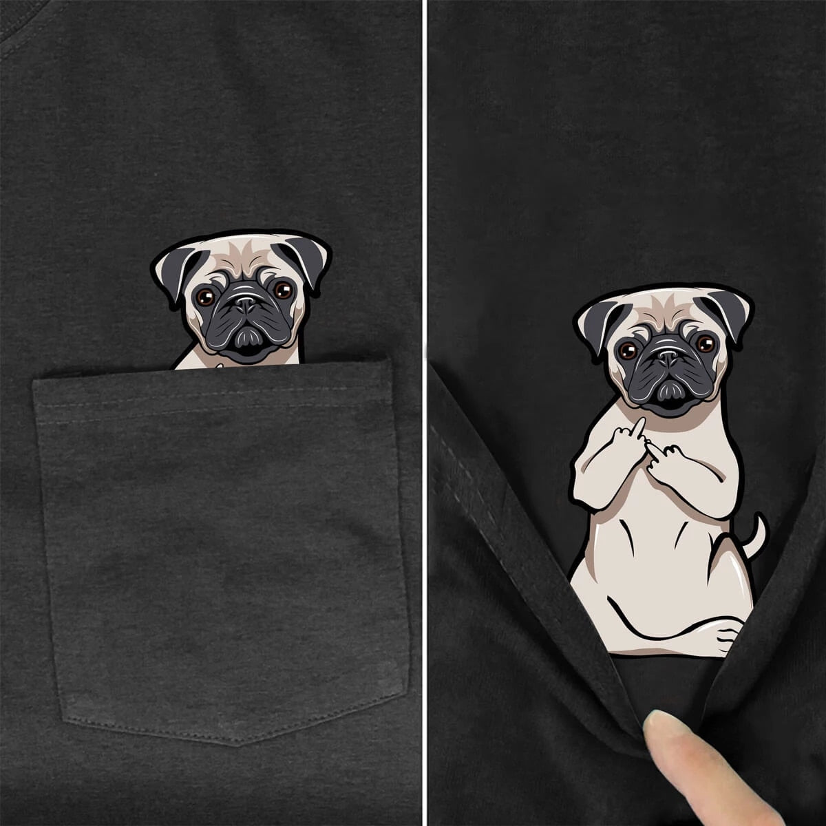 Funny T-Shirt Fashion summer pocket dog printed t-shirt Men Women