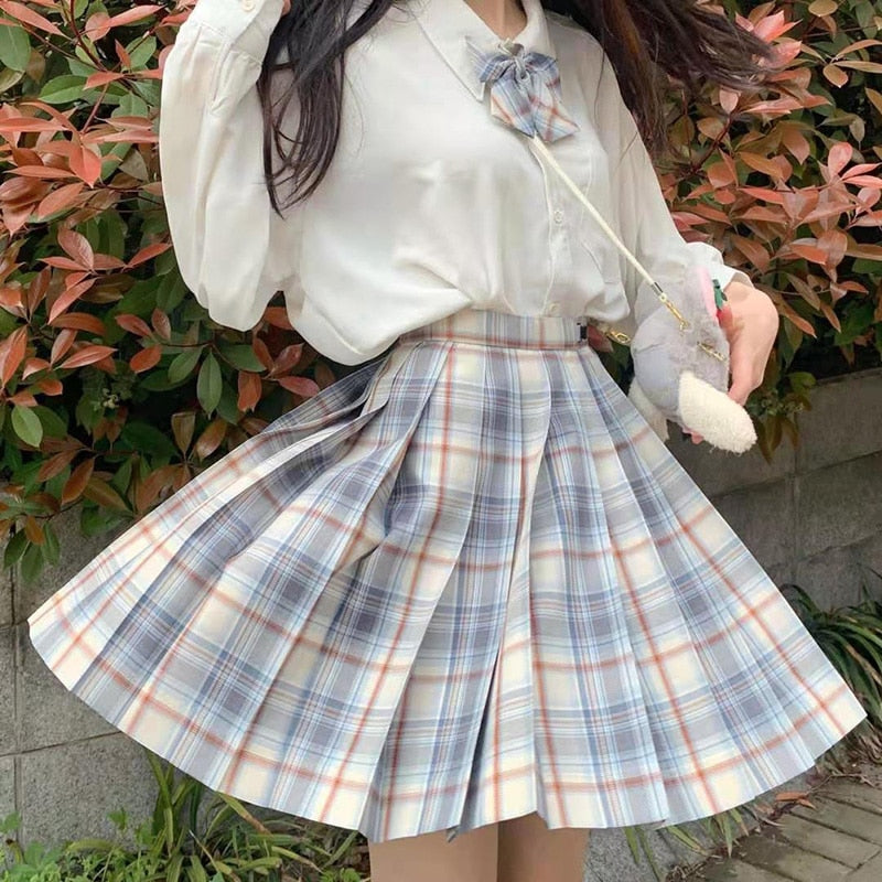 Women Pleated Skirts Mini Plaid Skirt Summer