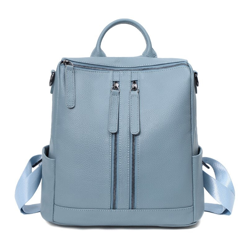 Fashion Genuine Cow Leather Backpack Women Shoulder Bags Large Capacity Schoolbag