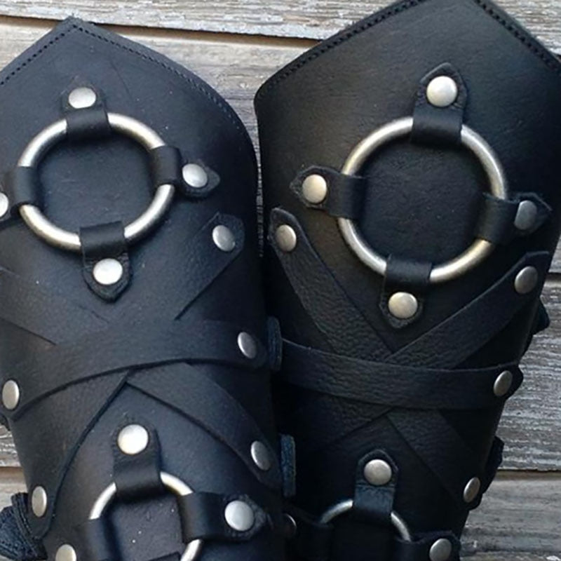 Medieval Steampunk Leather Armor Arm Warmers Viking Knight