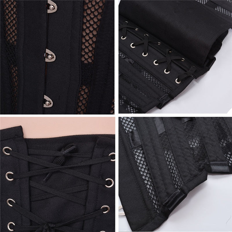 Summer Women Underbust Corset Gothic Steampunk Bustiers Waist Trainer