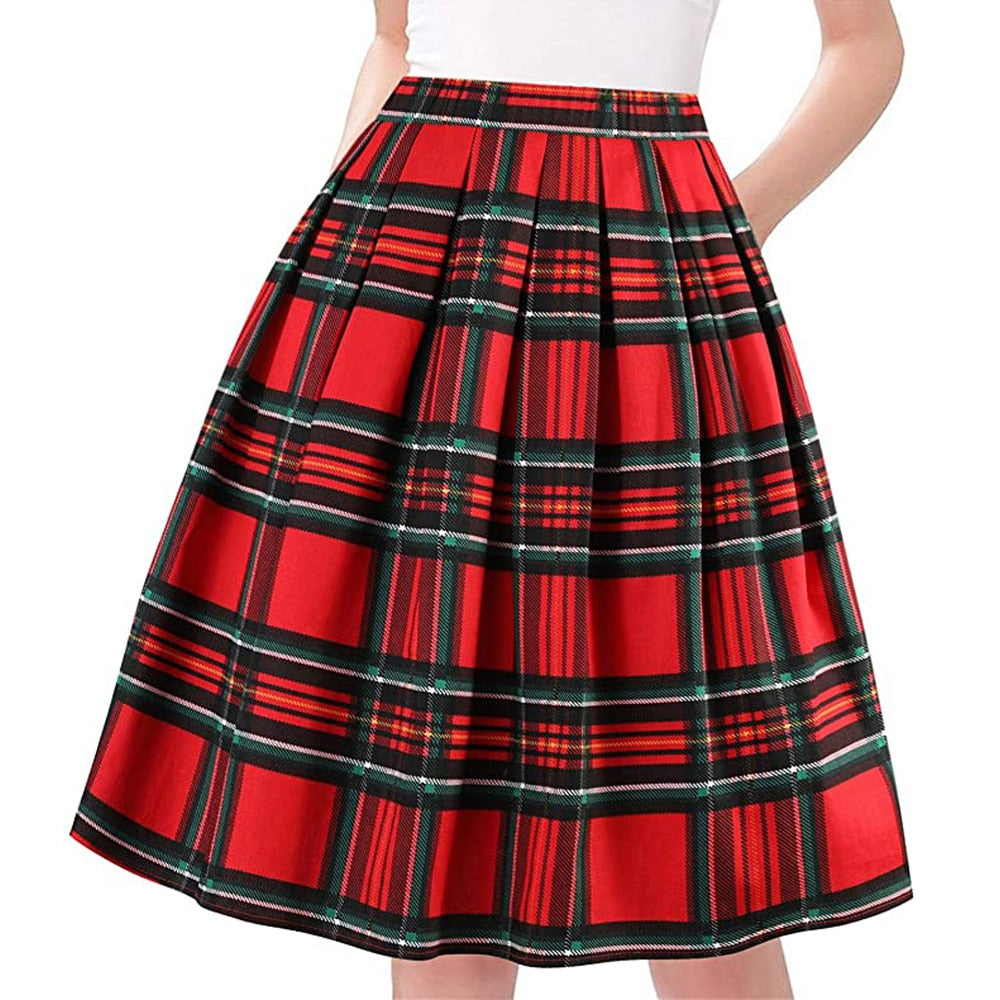 Summer Plaid Skirt with Pockets High Waist Cotton Vintage Retro harajuku Skirts Womens 2022 falda