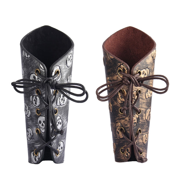 Cuff Archery Arm Guards Bracers Medieval ArmorGothic Skull Gauntlet Wristband