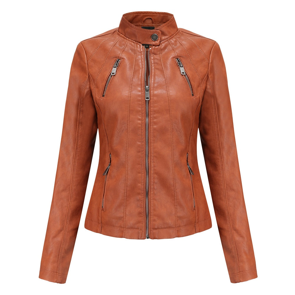 Leather Jackets for Women Spring Female Coat Moto Biker Zipper Jacket Chaqueta Cuero Mujer