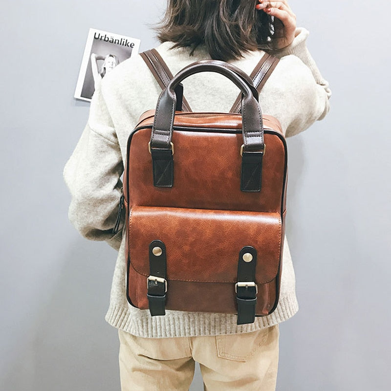 Waterproof Vintage Leather Big Travel Backpack Anti Theft Backpacks Students