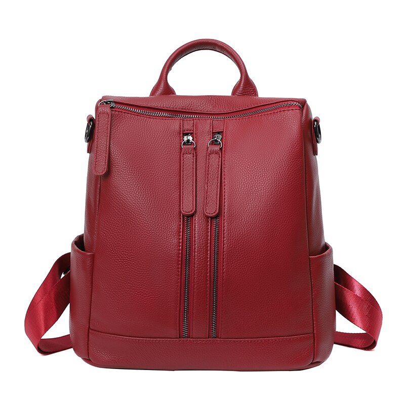 Fashion Genuine Cow Leather Backpack Women Shoulder Bags Large Capacity Schoolbag